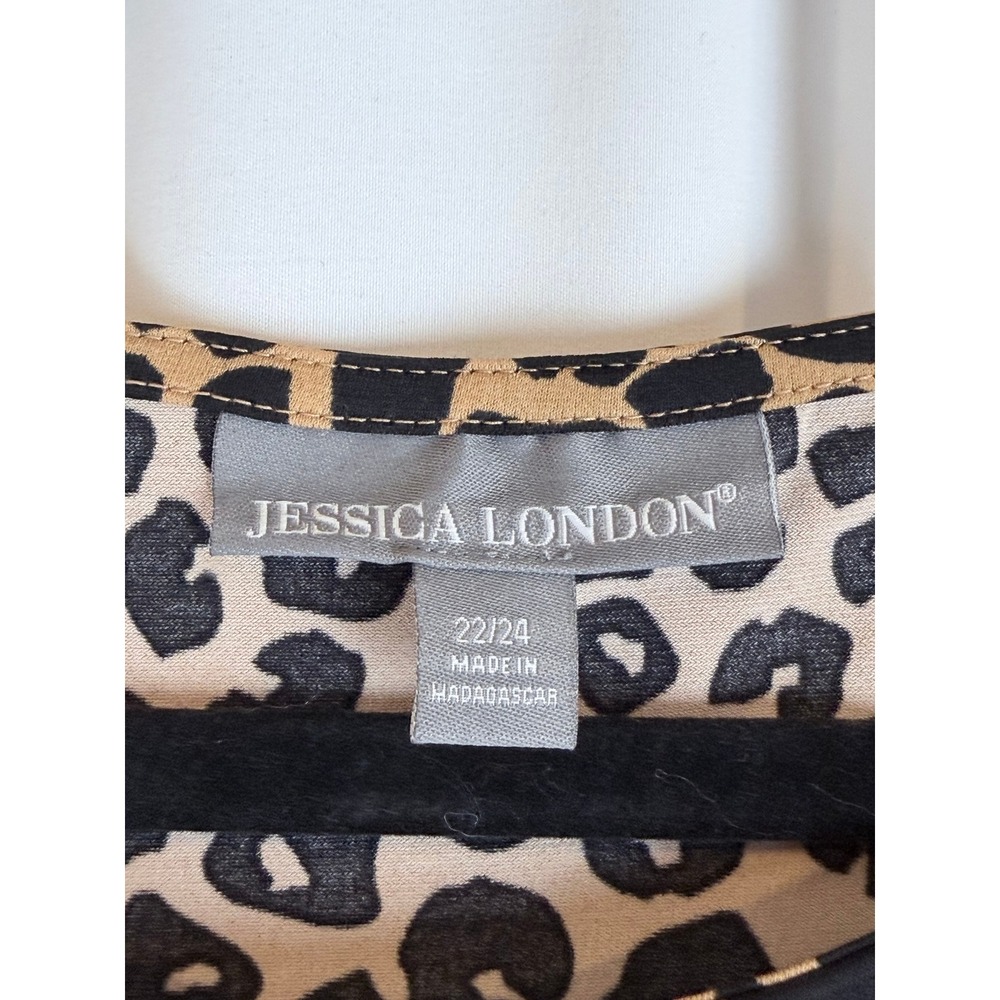 Jessica London Womens Animal Print Sleeveless Tank Top Tunic Tan Black 22/24 - Picture 4 of 5